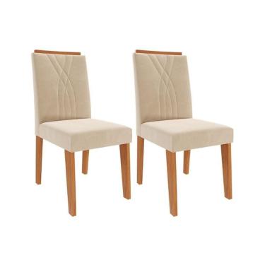 Imagem de Kit 2 Cadeiras Sala Jantar Nicole 2 Un Cinamomo-suede Nude Bege - Cimol