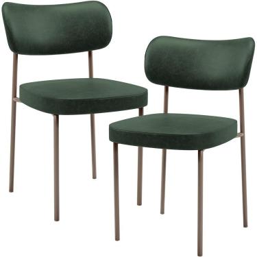 Imagem de Kit 02 Cadeiras Para Sala De Jantar Melina Base Arena L02 Couríssimo Verde Musgo - Lyam Decor