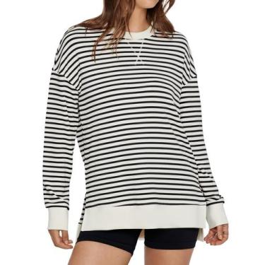 Imagem de Moletom Glamaker Air Essentials listrado preto para mulheres