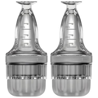 Imagem de Pacote com 2 aplicadores de couro cabeludo com massageadores roll-on, dispensadores compactos de minoxidil com marcações precisas de 1 a 3 ml, inclui escovas de limpeza e conta-gotas