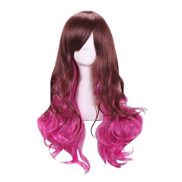 Imagem de Peruca de cabelo cacheado longo feminino com gradiente colorido Lolita Cosplay estilo Harajuku anime peruca cabelo cacheado para mulheres