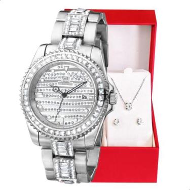 Imagem de Relógio Feminino Champion Ana Hickmann Cristais AH28197Q Colar e Brinc