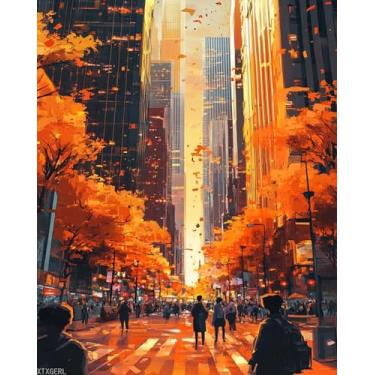 Imagem de XTXGERL Kit de pintura com esquema de cores azul e azul para adultos, pintura estética moderna por número em tela, kits de pintura a óleo digital de arte abstrata adequados para decoração de parede de