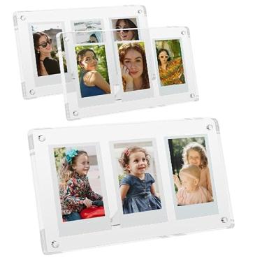 Imagem de AetJxixee Pacote com 3 molduras magnéticas de acrílico para colagem de 3 peças, 2 x 3 ou 2 peças, 4 x 3, exibição de geladeira ou mesa, transparente para Polaroid Instax Mini Picture