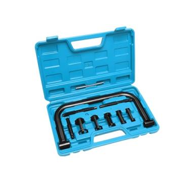 Imagem de Sandfren Compressor de mola de válvula de motocicleta, ferramenta de remoção de mola de válvula oca de motor pequeno 10 peças com braçadeira C e adaptador de empurrador de pinça de 5 peças, acessórios