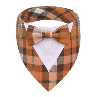 Imagem de Bandana de smoking para cães ADOGGYGO, manta laranja de outono para cã