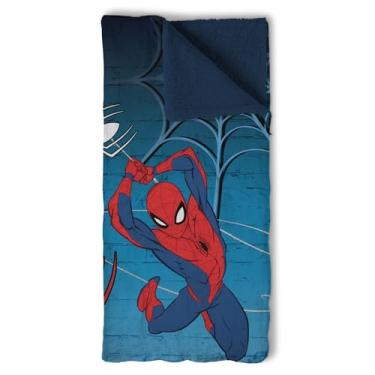 Imagem de NORTHWEST Marvel Spider-Man Web Saco de dormir frio, saco de dormir sherpa de toque de seda, conjunto de festa do pijama portátil aconchegante, roupa de cama de super-herói, tapete de viagem para