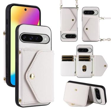 Imagem de Dibosom Capa carteira minimalista para Google Pixel 10/10 Pro 5G com alça de ombro, 6 compartimentos para cartões, bolsa flip fina e fina, suporte para cartão de crédito, acessórios, capa de celular