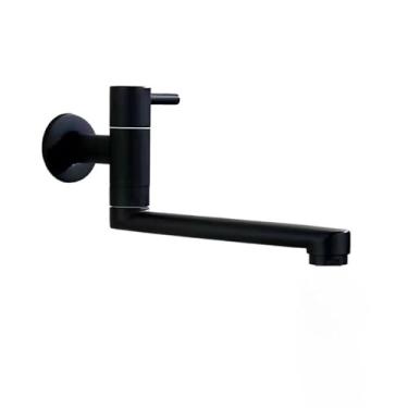 Imagem de ‌Torneira Longa Para Pia De Serviço - Montagem Em Parede, Bica Giratória E Extensível 4", Material Inox De Luxo(Preto)