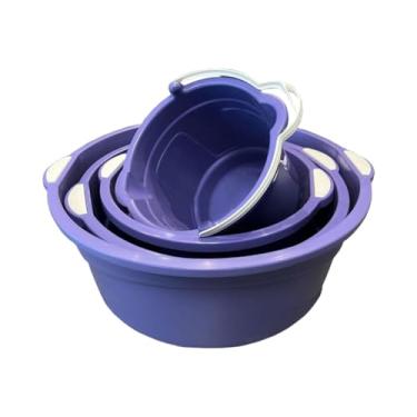Imagem de KIT 03 BACIAS + 01 BALDE MULTIUSO - Conjunto Completo para Organizar, Lavar Roupas e Limpeza Doméstica - Inquebrável e Empilhável(ROXO)