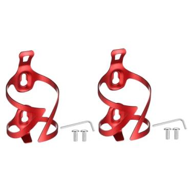 Imagem de HARFINGTON 2 peças de suporte de garrafa de água de bicicleta de liga leve gaiolas de garrafa de bicicleta suporte de copo de ciclismo com parafusos para MTB Mountain Road Cascalho, vermelho