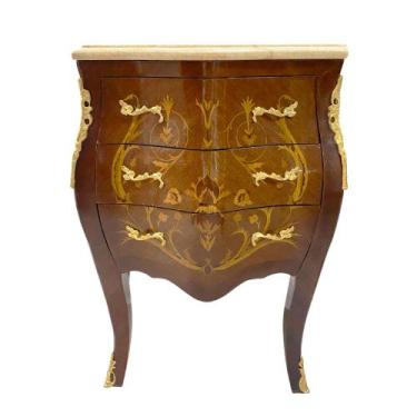 Imagem de Cômoda Clássica 3 Gavetas com Tampo em Mármore 74x62x39 - Prime Home D