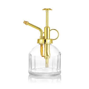 Imagem de Ebristar Frasco de spray de vidro, garrafa de água suculenta com bomba de topo dourado, pulverizador vintage, pulverizador decorativo de plantas pequenas, regador para plantas internas e externas