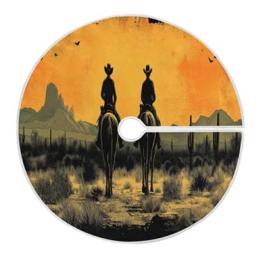 Imagem de Blueangle Saia de árvore de Natal de caubói do oeste americano de 90 cm - poliéster macio e resistente a rugas, decoração de férias para festas de Natal, árvore festiva e decoração de casa (216)