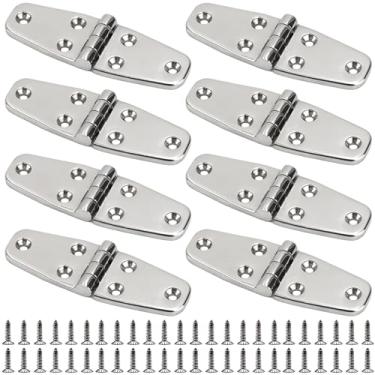 Imagem de Laorde Dobradiças de aço inoxidável 316 de grau marítimo 10 x 3,8 cm dobradiça de escotilha de barco resistente (102 mm x 38 mm) dobradiça de porta de armário com parafusos (pacote com 8)
