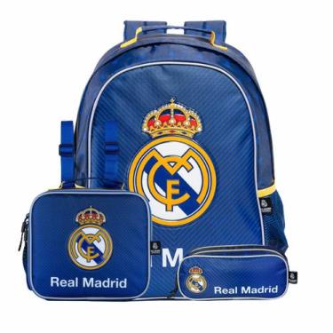 Imagem de Mochila de Costas Lancheira Térmica Estojo Duplo Real Madrid - Xeryus