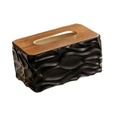 Imagem de WeiLaiKeQi Porta-lenços de papel com capa para caixa de lenços, decoração de mesa, organizador inovador para lenços faciais e dispensador de papel, ideal para, Preto