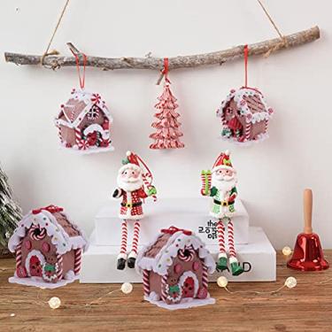 Imagem de Generic Pingentes Luminosos de Casa de Natal Decorações Duráveis ​​para árvores de Natal Atmosfera Festiva Resina Tamanho: 6,5 * 8,5 Cm Papai Boneco de Neve Ginger Man (#3)