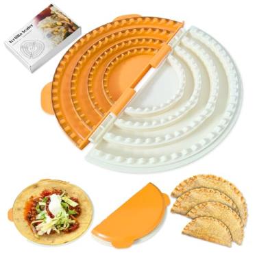 Imagem de Prensa seladora de tortilha 4 em 1 – ferramenta ajustável para fazer tortilha e taco/burrito com borda de metal de 10 a 15 cm | Fácil de limpar, sem BPA, durável e divertido para cozinhar em família