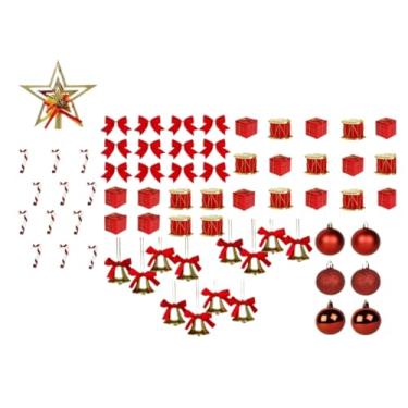 Imagem de Decorações de árvore de natal com glitter bola estrela gravatas e acessórios decorações de natal natal aplicável(55 Enfeites/Sem Pisca,220V)