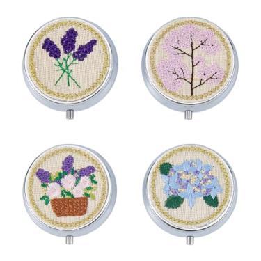 Imagem de SUPERFINDINGS Caixa de joias floral bordada à mão, caixa de joias de viagem com espelho, portátil, pequena caixa de joias de viagem para presente de dama de honra, presente de dia dos namorados