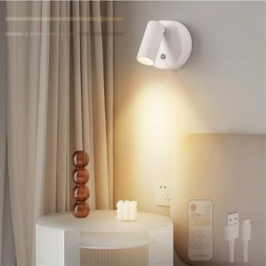 Imagem de GZZBMY Lâmpadas de parede LED recarregáveis com interruptor de toque Controle remoto Lâmpada de parede regulável em foco de rotação 320° Iluminação de parede magnética para arte Armário sala de estar