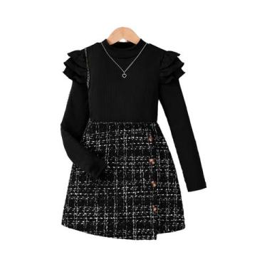 Imagem de Conjunto Infantil De Primavera E Outono Em 2 Peças, Blusa Branca De Go