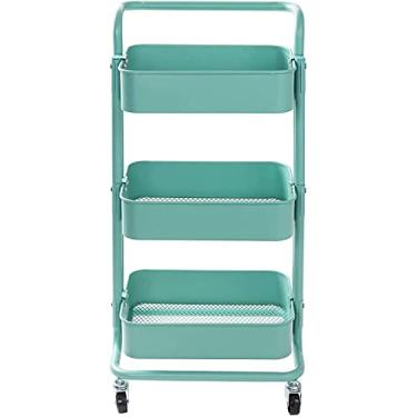 Imagem de LMJYU Carrinho de armazenamento de 3 níveis Carrinho de armazenamento com rodinhas Carrinho utilitário mental multifuncional carrinho organizador com rodízios carrinho organizador sobre rodas para