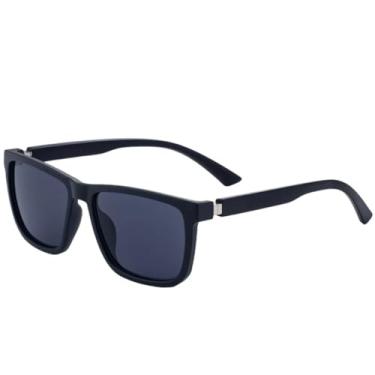 Imagem de Óculos de sol quadrados clássicos da moda, masculinos, retrô, femininos, para dirigir, viajar, UV400 (preto brilhante, cinza)