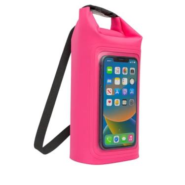 Imagem de Saco Estanque Impermeável 2L com Visor Touch para Celular Bolsa Dry Bag Praia Mergulho Piscina Trilha Caiaque (Rosa)