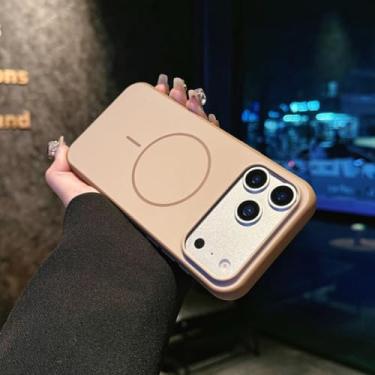 Imagem de SFDSUH Capa de luxo com carregamento sem fio magnético para iPhone 16 Pro, resistente a impactos, rígida e fosca (para iPhone 16 Pro/Dourado Deserto)