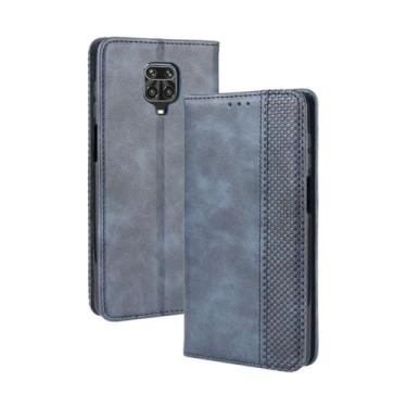 Imagem de Capa flip de couro para XIAOMI RedMi Note 9S,Flip magnético retro,Caso de telefone de couro PU,Design de carteira com 3 slots de cartão e 1 clipe de dinheiro -Blue