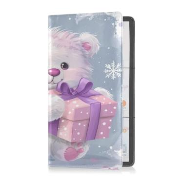 Imagem de Kigai Porta-cartão de registro de carro e seguro de animal branco fofo e caixa de presente - para porta-luvas de caminhão de carro, console de documentos, organizador de documentos, capa carteira de