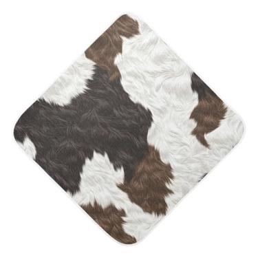 Imagem de STAYTOP Toalhas de bebê com capuz de musselina com padrão de textura de vaca, toalha de banho super macia, toalhas de banho absorventes para banho recém-nascido unissex 76 x 76 cm