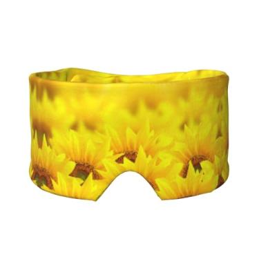 Imagem de Máscara protetora para olhos e orelhas com estampa de girassol amarelo respirável, ajustável, blecaute, confortável