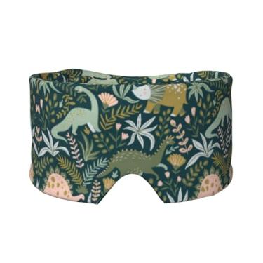 Imagem de Linda máscara para dormir com estampa de dinossauro para olhos e orelhas, respirável, ajustável, blecaute, venda, confortável