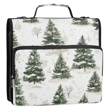 Imagem de CEBUGI Fichário de 3 anéis com zíper com alça de ombro, pasta de arquivo expansível de 3,8 cm, anéis D, para escola, escritório, árvores de Natal