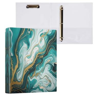 Imagem de STAYTOP Lindo organizador de fichário redondo de mármore dourado azul, fichário de 3 anéis com prancheta (carta A4), fichário fofo para material de escritório escolar