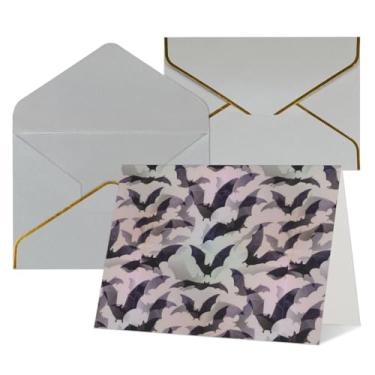 Imagem de SKKNT Cartões de felicitações com estampa cinza morcegos de Halloween para todas as ocasiões, convites de festa de aniversário de casamento, 12,7 x 15,2 cm