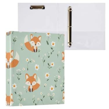 Imagem de STAYTOP Organizador de fichário redondo de raposa de desenho animado, fichário de 3 anéis com prancheta (carta A4), fichário fofo para material de escritório escolar