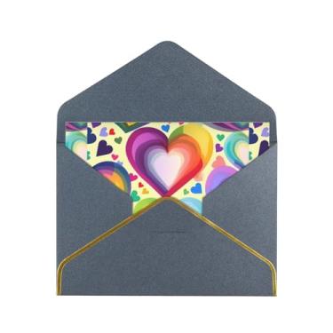 Imagem de SKKNT Corações em cores do arco-íris, cartões de felicitações para todas as ocasiões, convites de festa de aniversário de casamento, 12,7 x 15,2 cm
