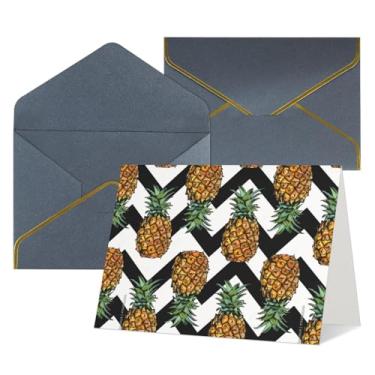 Imagem de Cartões de felicitações com estampa de abacaxi de verão para todas as ocasiões, convites de festa de aniversário de casamento, 12,7 x 15,2 cm