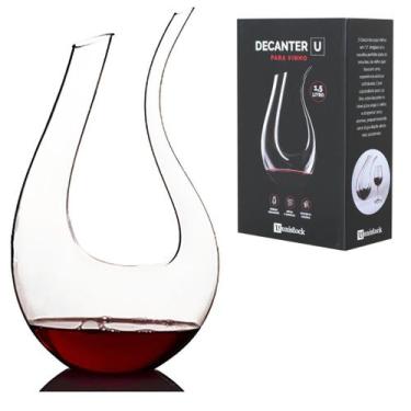Imagem de Decanter de Cristal em U 1500ml Aerador para Vinho Decantador - UNISTO
