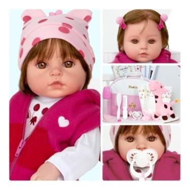 Imagem de Bebê Reborn Boneca Menina Realista Girafinha Fio a Fio Itens