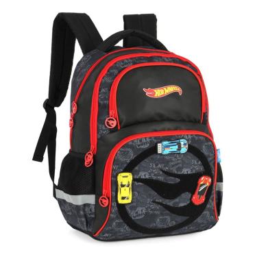 Imagem de Mochila Carros Costas Escolar Hot Wheels Esportiva Preto
