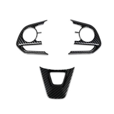 Imagem de Beautost Adequado para Toyota Corolla Cross 2022 2023 2024 2025 2026 guarnições de painel de acabamento de direção de roda (fibra de carbono preta)