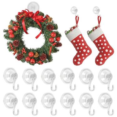 Imagem de TKSDWBLTY 12 peças de ganchos de grinalda de sucção reutilizáveis para chuveiro, ventosa de parede, janela, banheiro, ganchos de plástico a vácuo, suporte de guirlanda para portas da frente, cozinha