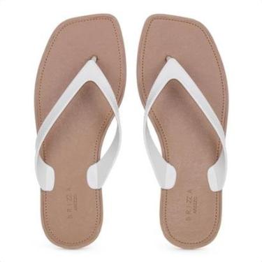 Imagem de Chinelo Brizza Arezzo Tira V Branco e Marrom - Feminino-Feminino