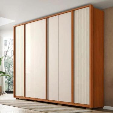 Imagem de Guarda-Roupa Casal 6 Portas 4 Gavetas Topázio Caemmun, Freijo/Off Whit