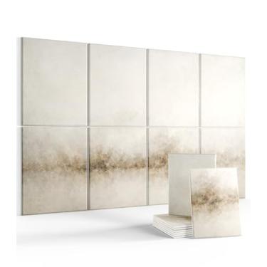 Imagem de Painéis acústicos de arte de parede, painéis de parede à prova de som de 88 x 61 cm - pacote com 8 abas adesivas removíveis seguras, painéis decorativos de absorção de som para sala de estar e estúdio